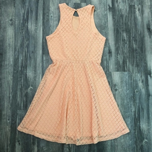 Maurices Peach Skater A-Line Dress Lace Overlay - Picture 2 of 8